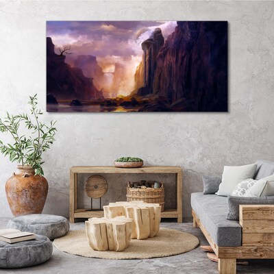 Abstraction mountains clouds Canvas Wall art