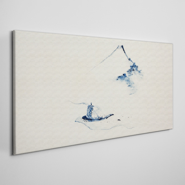 Peaceful mountain landscape with a boat Canvas wall art