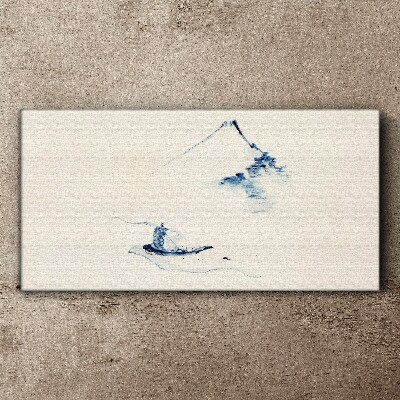 Peaceful mountain landscape with a boat Canvas wall art