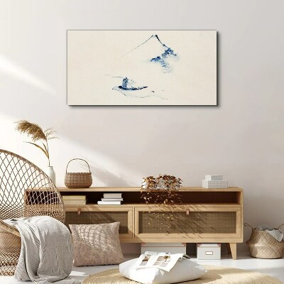 Peaceful mountain landscape with a boat Canvas wall art