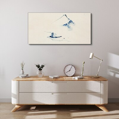 Peaceful mountain landscape with a boat Canvas wall art