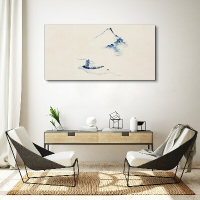 Peaceful mountain landscape with a boat Canvas wall art