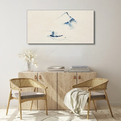 Peaceful mountain landscape with a boat Canvas wall art