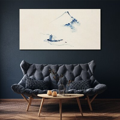 Peaceful mountain landscape with a boat Canvas wall art