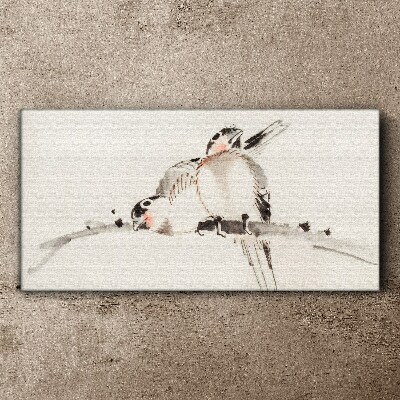 Love birds on a branch Canvas wall art