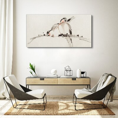 Love birds on a branch Canvas wall art