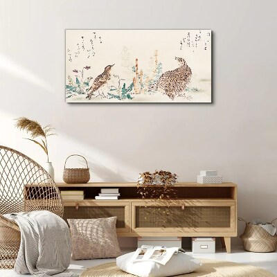 Birds against the background of vegetation Canvas wall art