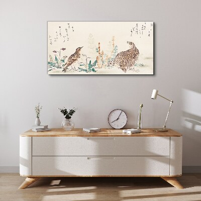 Birds against the background of vegetation Canvas wall art