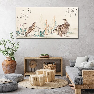Birds against the background of vegetation Canvas wall art
