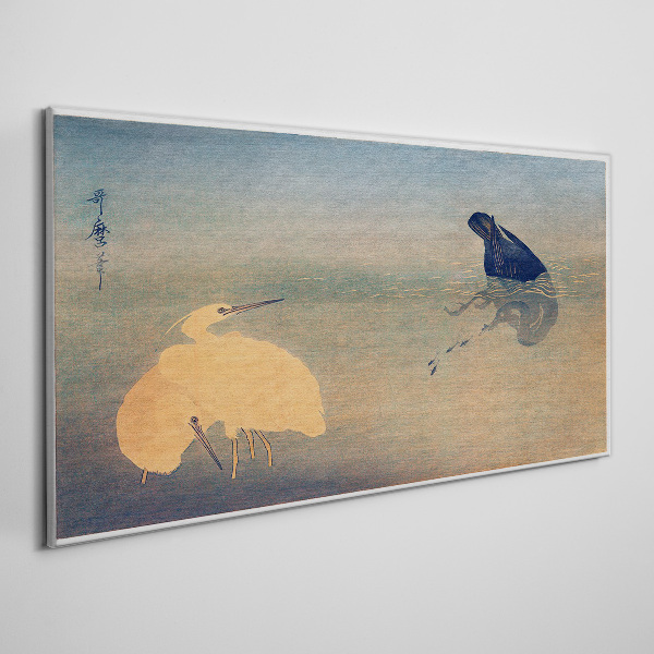 The silence of the water and the bird Canvas wall art