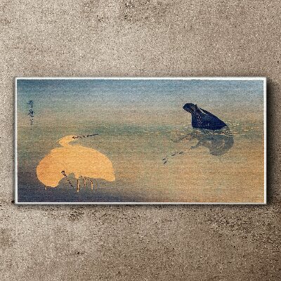 The silence of the water and the bird Canvas wall art