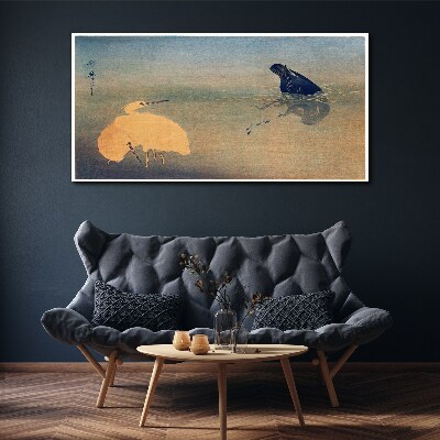 The silence of the water and the bird Canvas wall art
