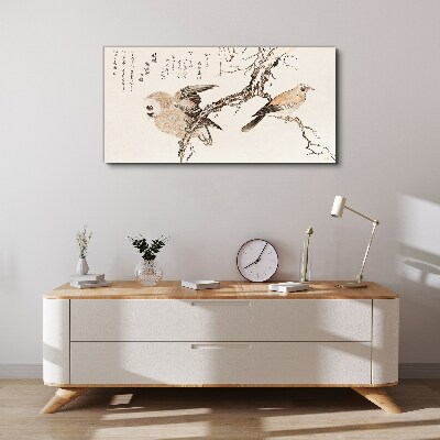 Animals asia branches birds Canvas Wall art