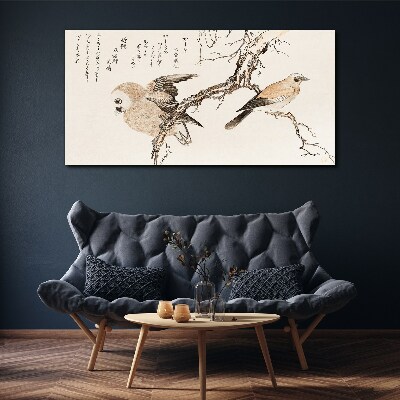 Birds on a branch Print on canvas
