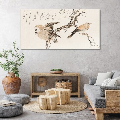 Animals asia branches birds Canvas Wall art