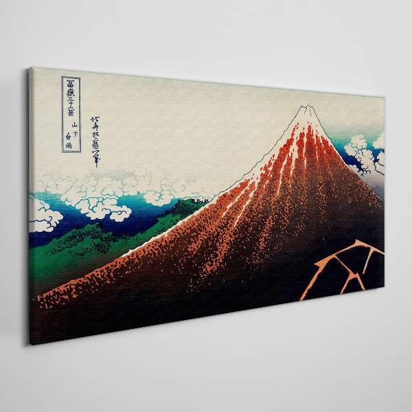 Fuji volcano in the colors of Japan Canvas wall art