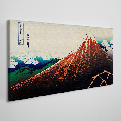 Fuji volcano in the colors of Japan Canvas wall art