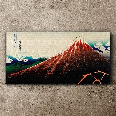 Fuji volcano in the colors of Japan Canvas wall art