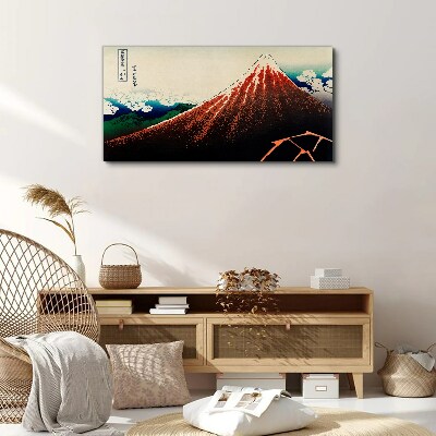 Fuji volcano in the colors of Japan Canvas wall art