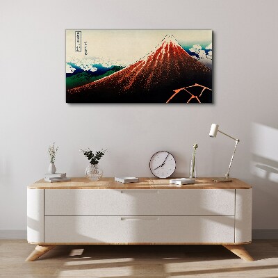 Fuji volcano in the colors of Japan Canvas wall art