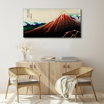 Fuji volcano in the colors of Japan Canvas wall art