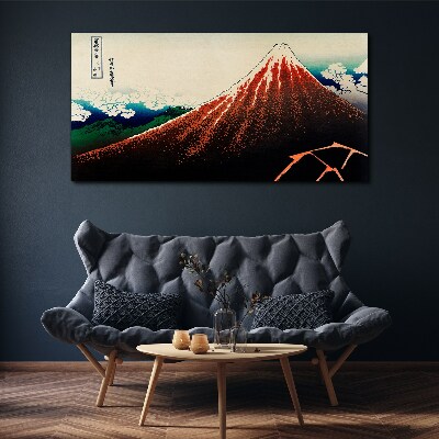 Fuji volcano in the colors of Japan Canvas wall art
