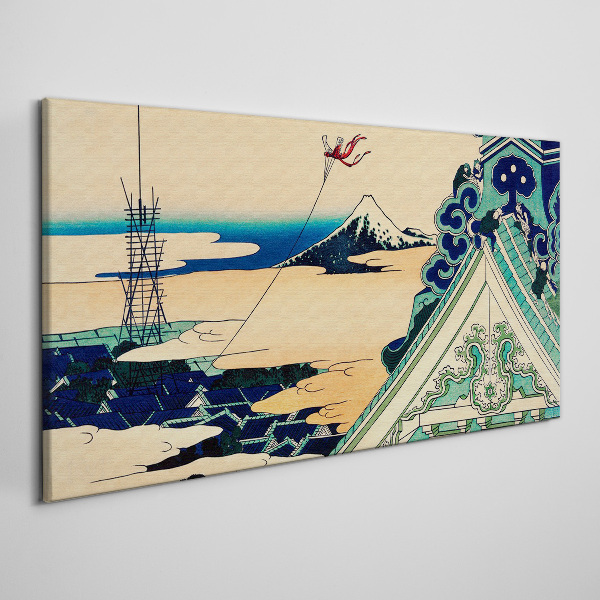 Winter landscape with a kite Canvas wall art