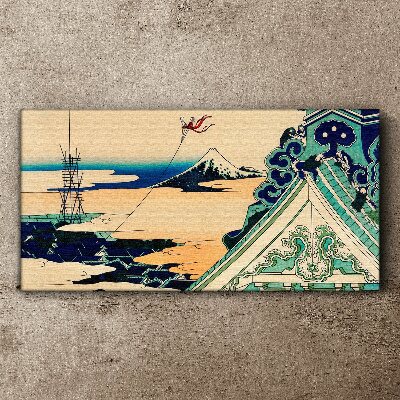 Winter landscape with a kite Canvas wall art