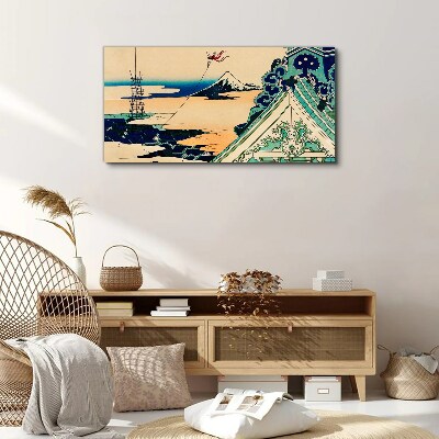 Winter landscape with a kite Canvas wall art