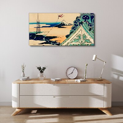 Winter landscape with a kite Canvas wall art