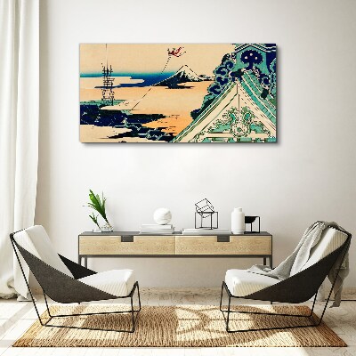 Winter landscape with a kite Canvas wall art