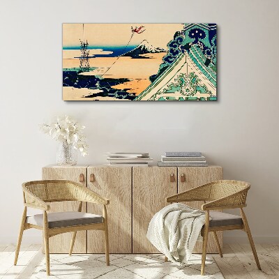Winter landscape with a kite Canvas wall art