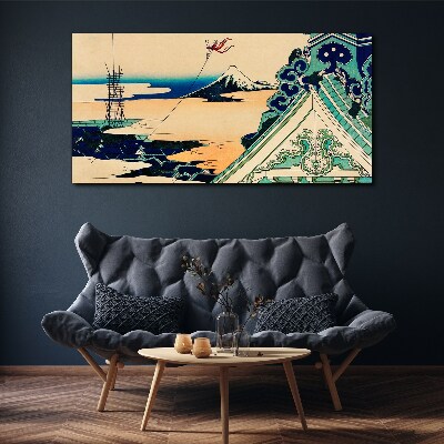 Winter landscape with a kite Canvas wall art