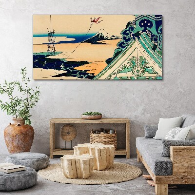 Winter landscape with a kite Canvas wall art