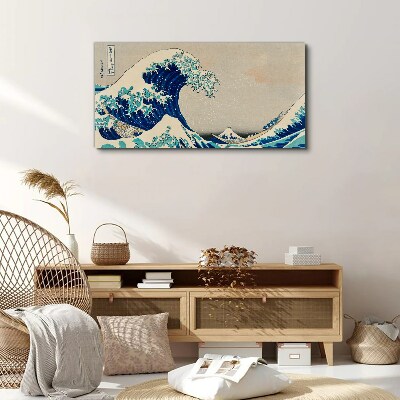 Sea storm waves boats Canvas Wall art