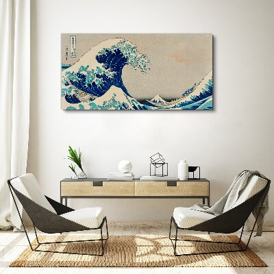 Sea storm waves boats Canvas Wall art