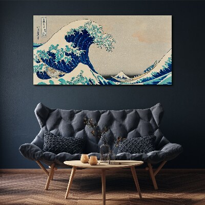 Sea storm waves boats Canvas Wall art