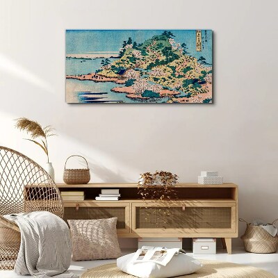 Mountain landscape with flowering trees Canvas wall art
