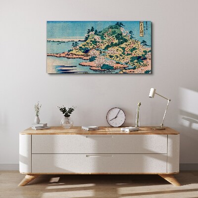Mountain landscape with flowering trees Canvas wall art