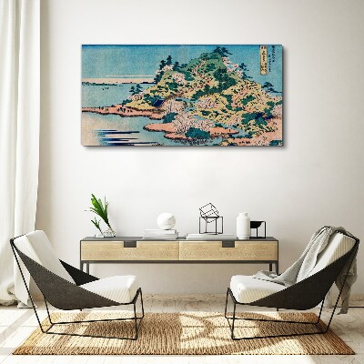 Mountain landscape with flowering trees Canvas wall art
