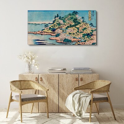 Mountain landscape with flowering trees Canvas wall art