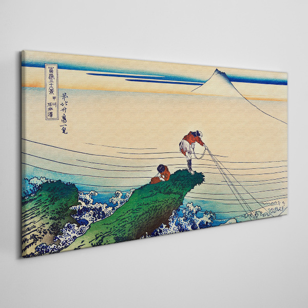 Fishermen by the Shore Canvas wall art