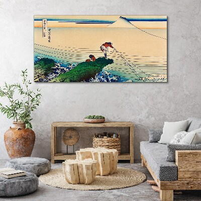Fishermen by the Shore Canvas wall art