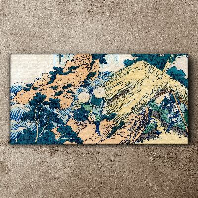 Japanese Village Scene Print on canvas