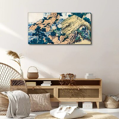 Japanese Village Scene Print on canvas