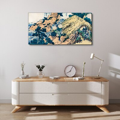 Japanese Village Scene Print on canvas