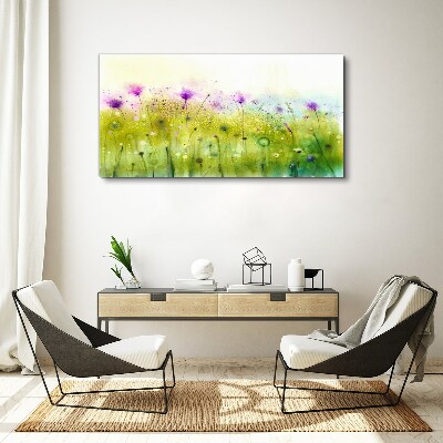 Floral landscape in pastel shades Print on canvas