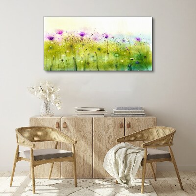 Floral landscape in pastel shades Print on canvas