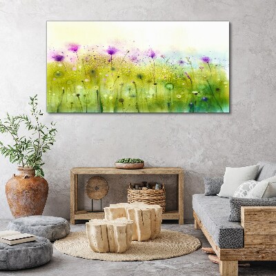 Floral landscape in pastel shades Print on canvas