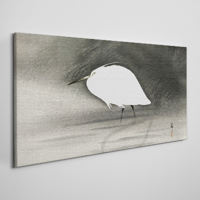 White heron in the fog Print on canvas